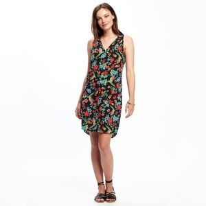 Old Navy Sleeveless Cutout-Back Shift Dress Black Floral Tank Plus Size Curvy 3X
